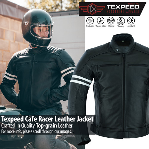 Veste cuir moto touring café - cuir,