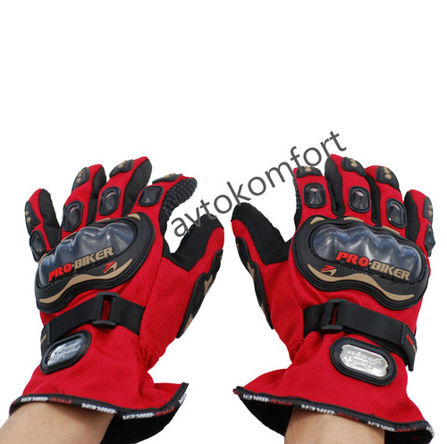 Gants moto rouge armure - gants,